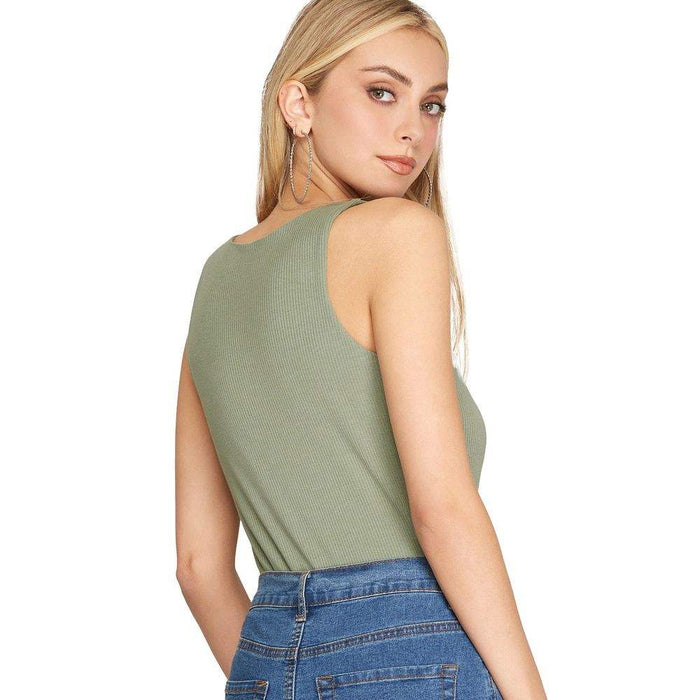 She & Sky Women's Cactus Green Sleeveless Bodysuit