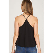 She & Sky Women's Black Cami Swing Top