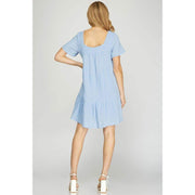 She & Sky Women's Blue Tiered Dress