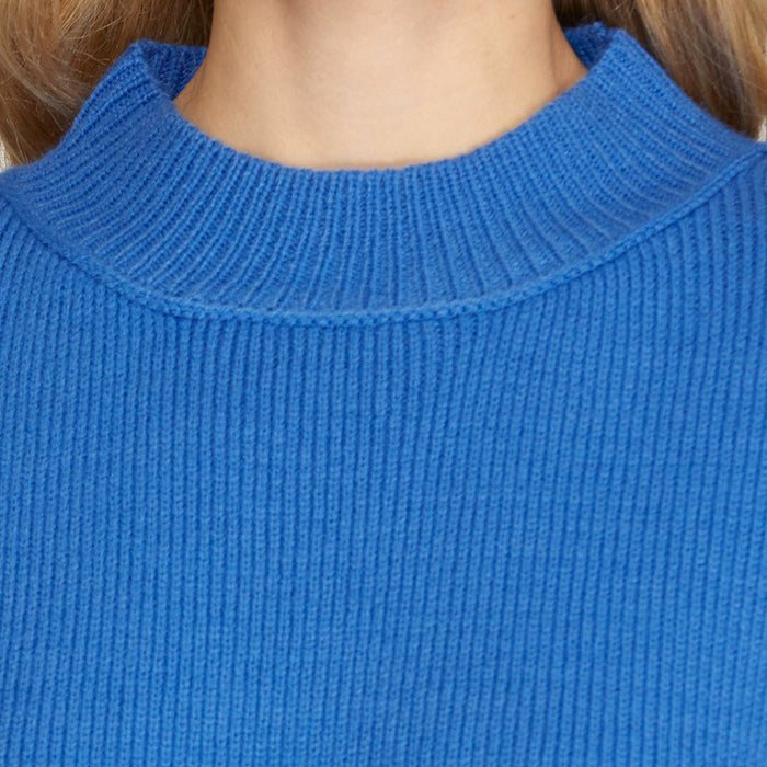 She & Sky Women's Diva Blue Drop Shoulder Oversized Sweater