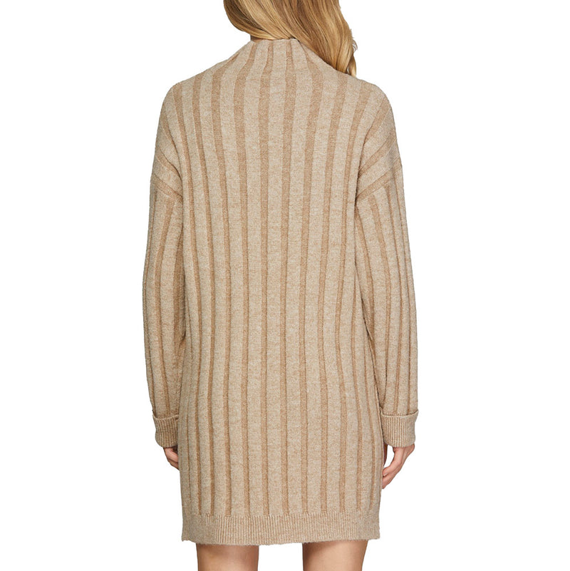 She & Sky Women's Taupe Mock Neck Sweater Dress