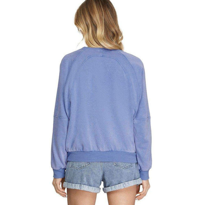 She & Sky Women's Periwinkle French Terry Top