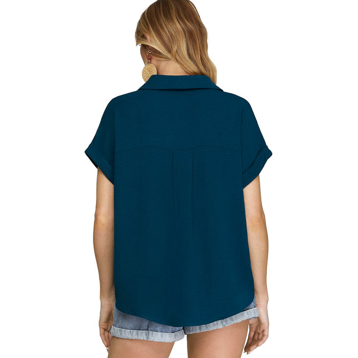 She & Sky Women's Teal Drop Shoulder Top