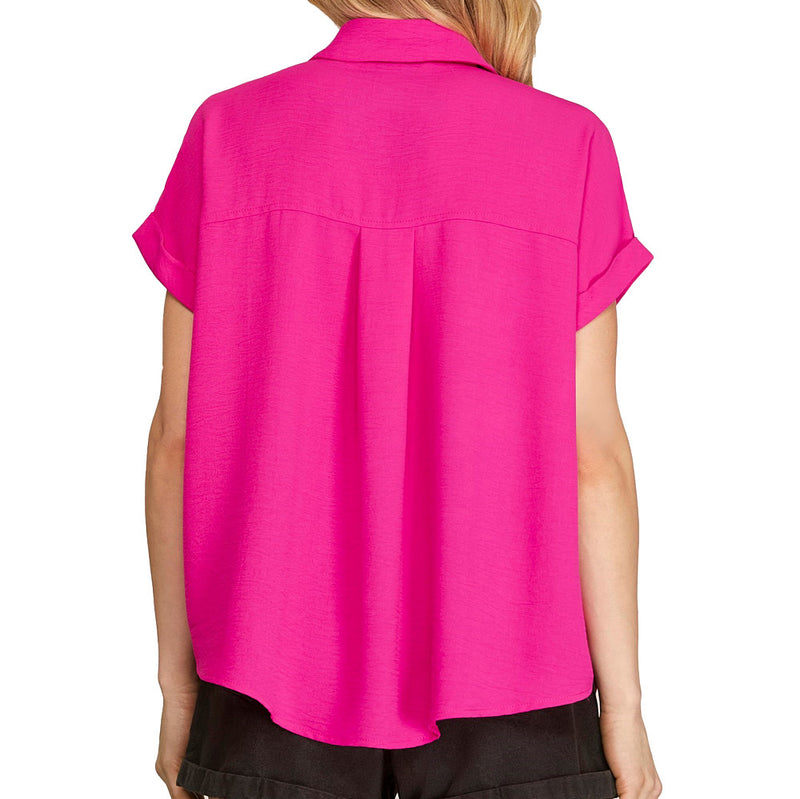 She & Sky Women's Hot Pink Collard Top