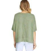 She & Sky Women's Slate Raw Edge Top