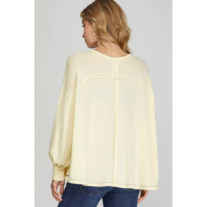 She & Sky Women's Off White Asymmetrical Top
