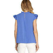 She & Sky Women's Cobalt Blue Pintuck Top