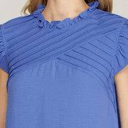 She & Sky Women's Cobalt Blue Pintuck Top