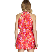 She & Sky Women's Fuchsia Floral Print Romper