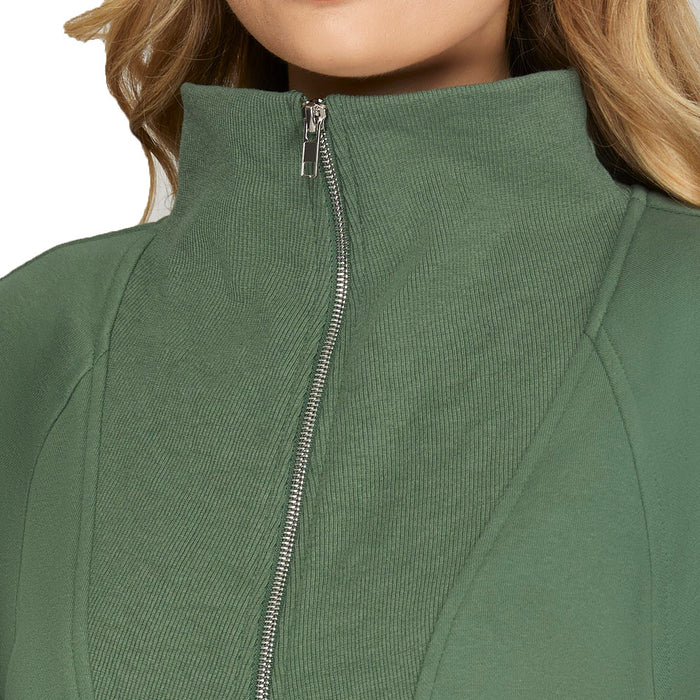 She & Sky Women's Slate Green Half Zip Top