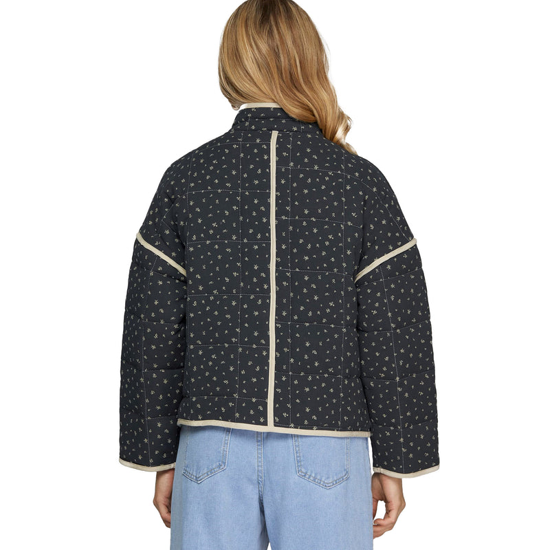 She & Sky Navy Floral Quilted Jacket