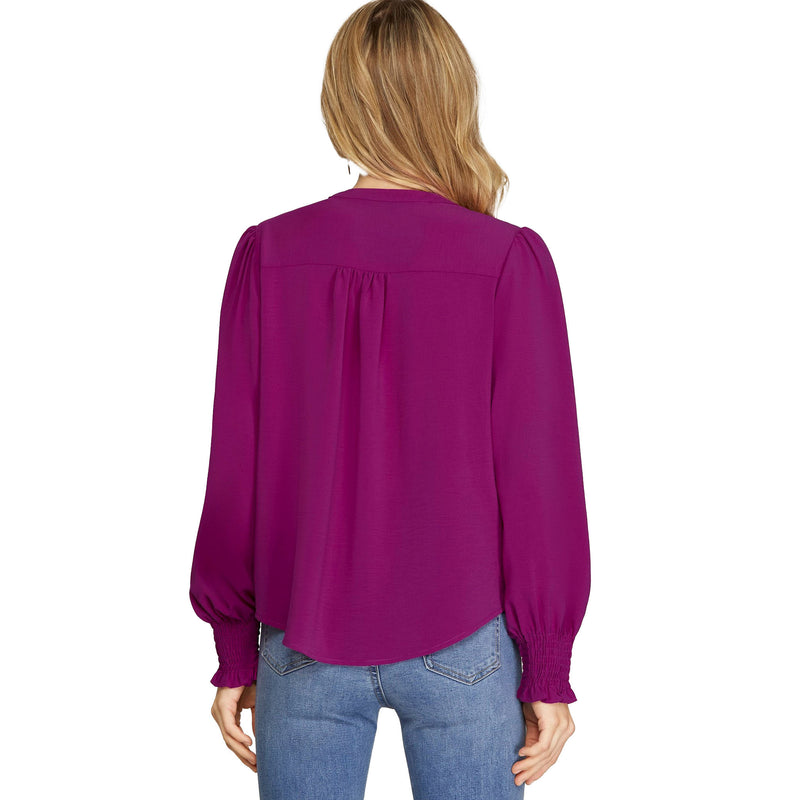 She & Sky Women's Magenta Woven Top