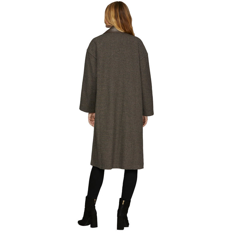 She & Sky Women's Grey Oversized Check Coat