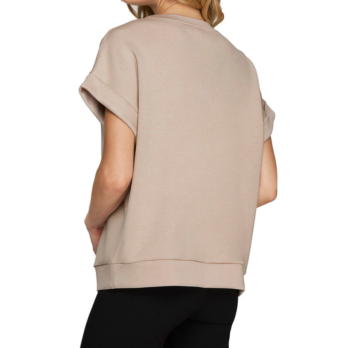 She & Sky Women's Mocha Drop Shoulder Top