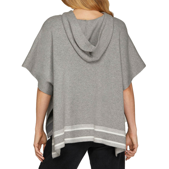 She & Sky Women's Grey Loose Fit Hooded Sweater Top