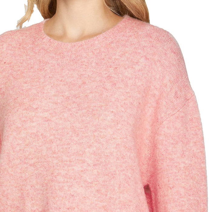 She & Sky Women's Pink Round Neck Sweater