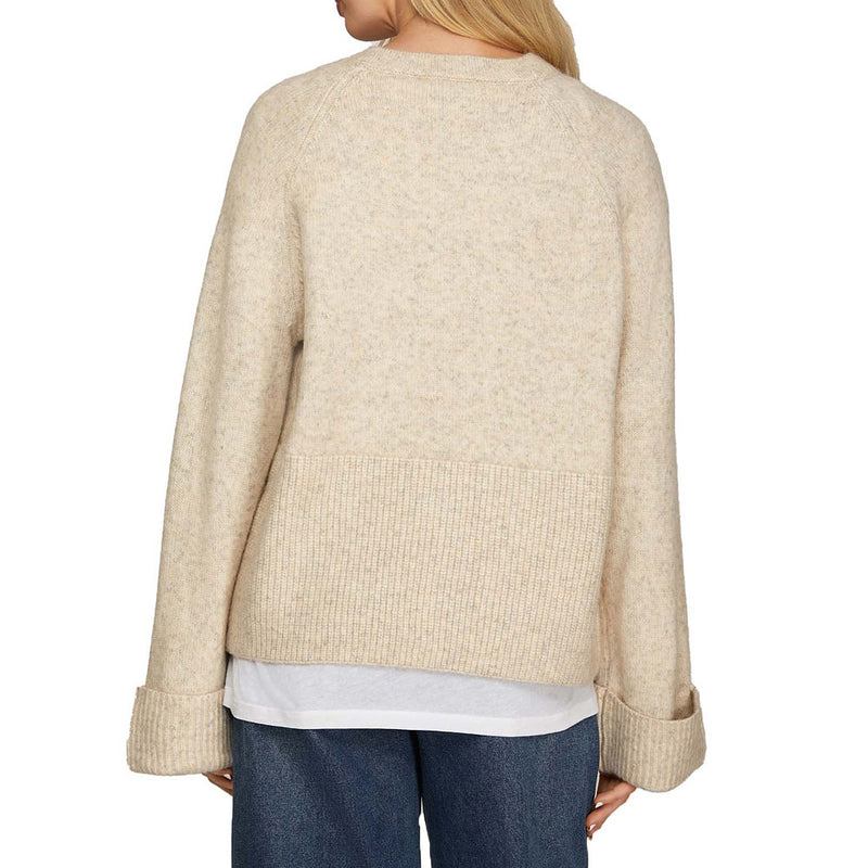 She & Sky Women's Oatmeal Long Sleeve Sweater Top