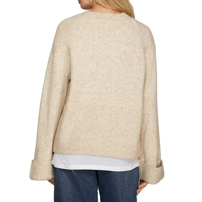 She & Sky Women's Oatmeal Long Sleeve Sweater Top