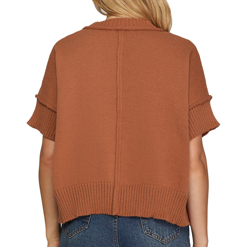 She & Sky Women's Cinnamon Half Sleeve Crew Neck Sweater
