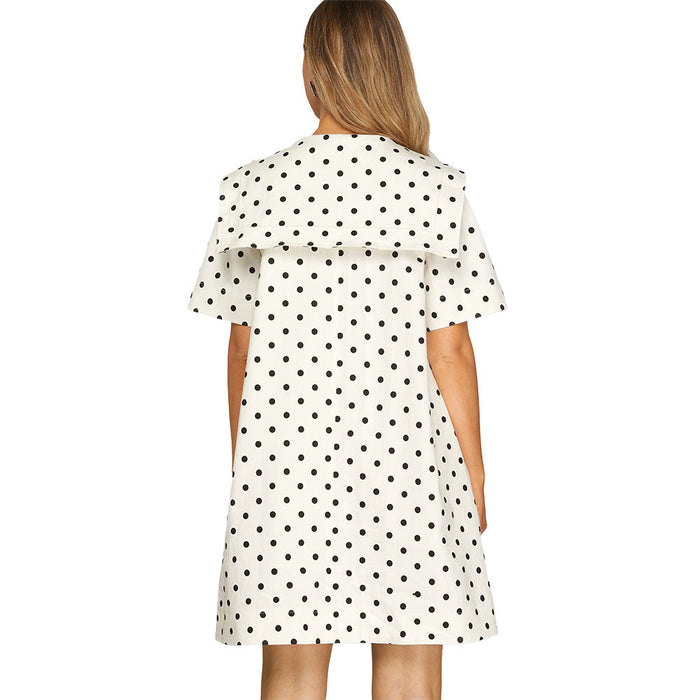 She & Sky Women's WhiteBlack Polka Dot Dress