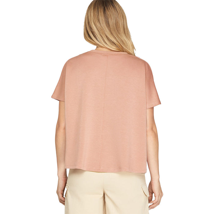 She & Sky Women's Rose Drop Shoulder Top