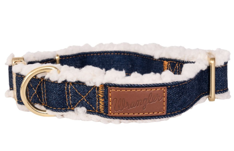 Wrangler Dark Wash Denim Sherpa Dog Collar