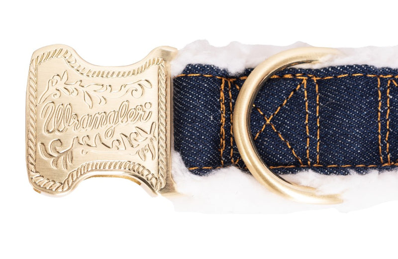 Wrangler Dark Wash Denim Sherpa Dog Collar