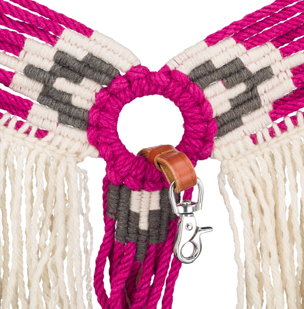 Tough 1 Magenta Cream Grey Wool Breast Collar w/Fringe