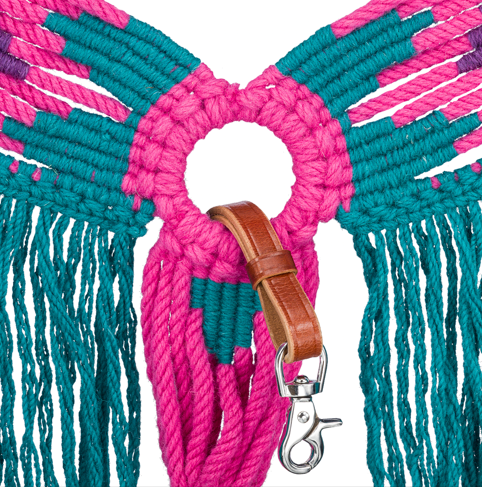 Tough 1 Teal Purple Magenta Wool Breast Collar w/Fringe