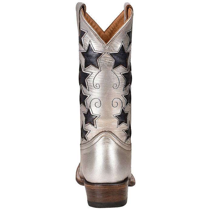Corral Kids Corral Boot Silvery and Navy Blue Stars Square Toe Cowgirl Boot