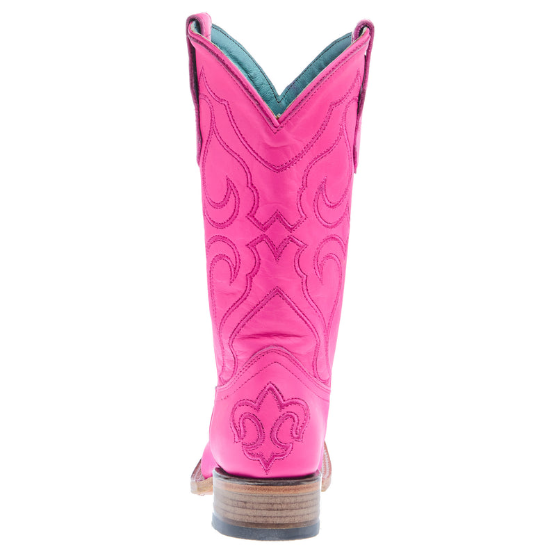 Corral Teen Fuchsia Leather and Embroidery Square Toe Boot