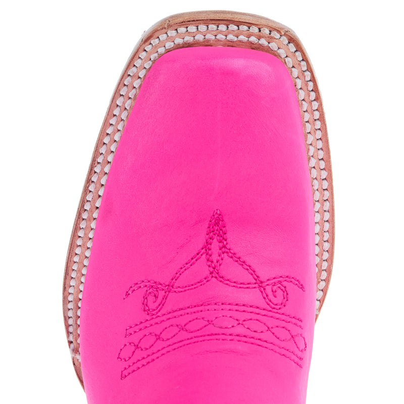 Corral Teen Fuchsia Leather and Embroidery Square Toe Boot