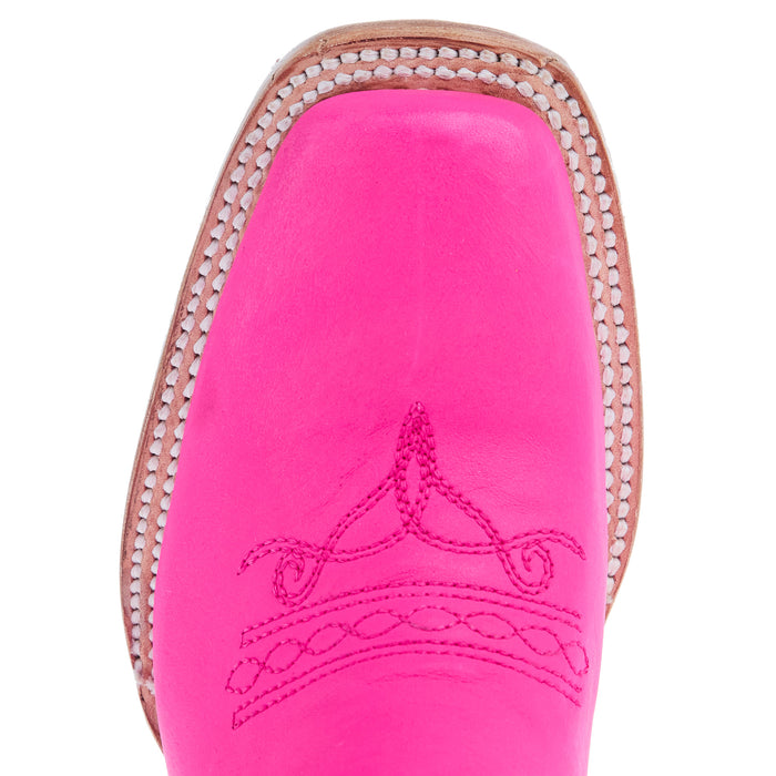 Corral Teen Fuchsia Leather and Embroidery Square Toe Boot