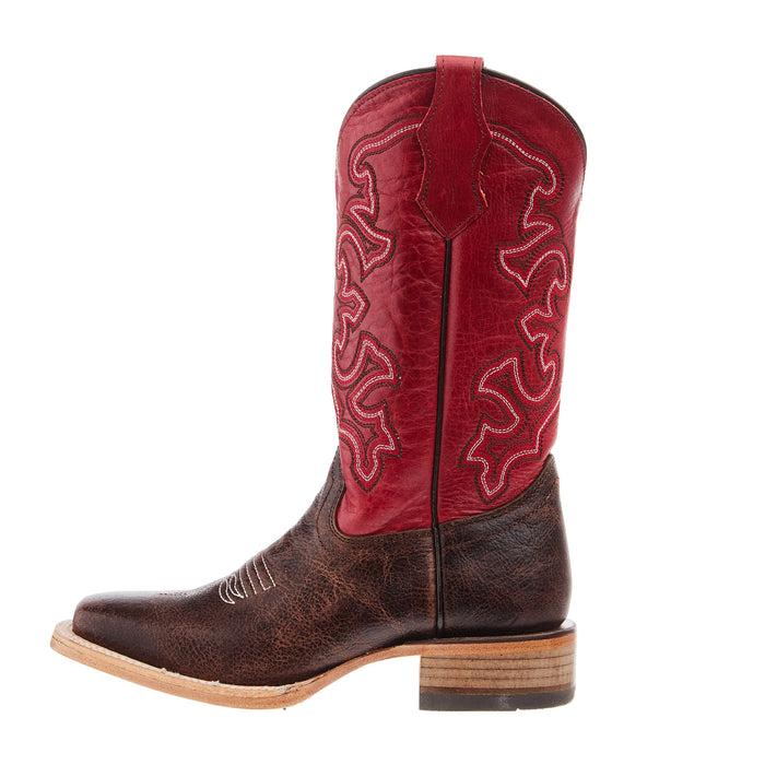 Corral Brown And red Square Toe Boots