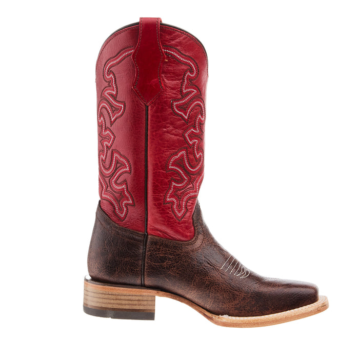 Corral Brown And red Square Toe Boots