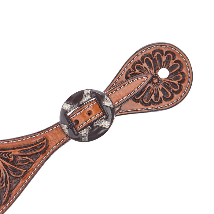 Tomahawk Floral Dark Oil Spur Straps