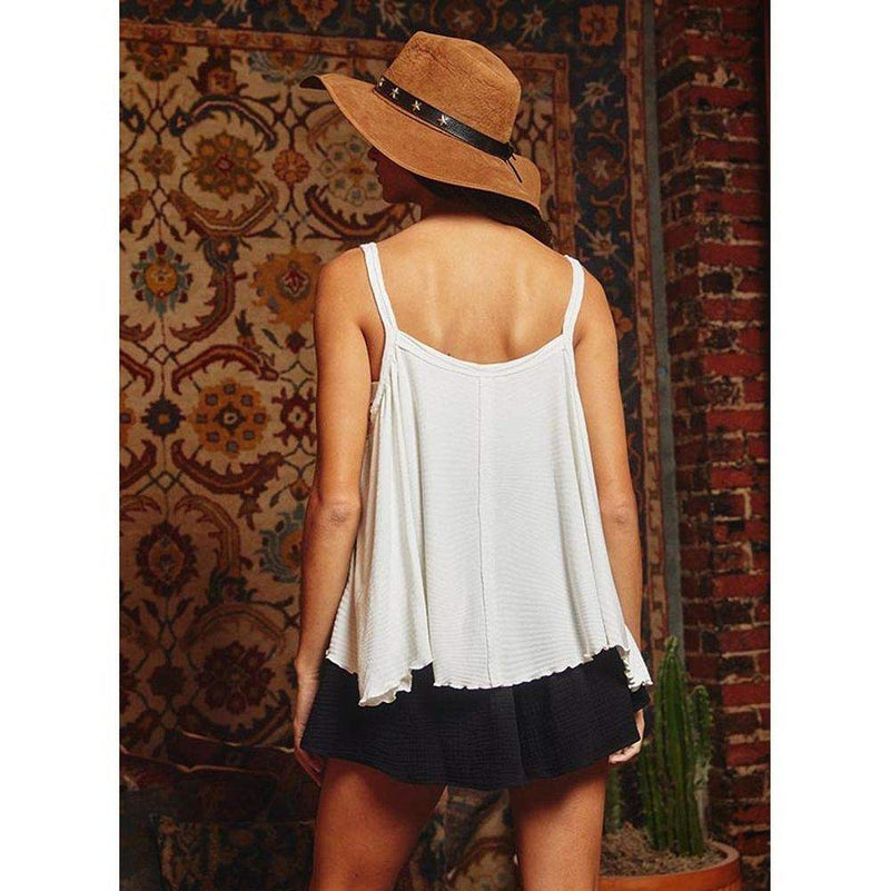 Bucketlist Women's Off White Button Up Tank Top