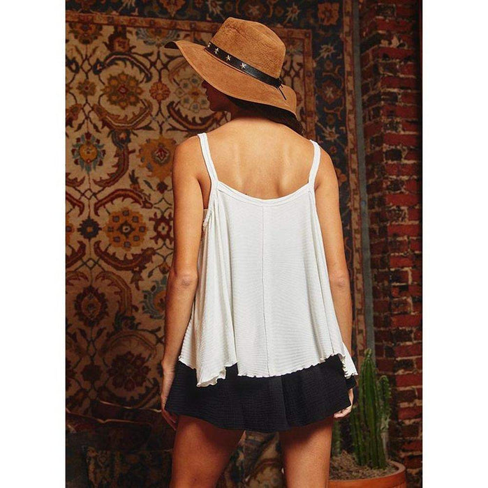 Bucketlist Women's Off White Button Up Tank Top
