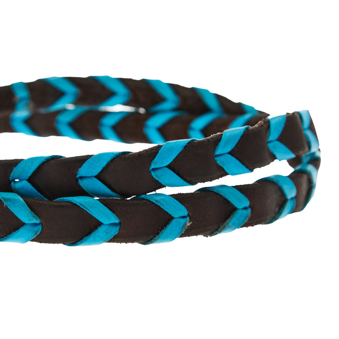 Tomahawk Blue Lace Leather Braided Barrel Reins