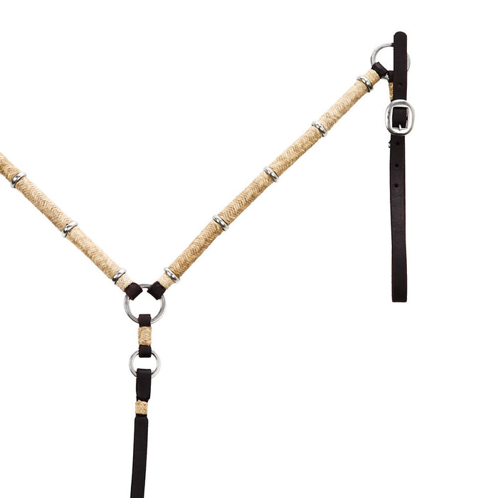 Tomahawk Leather Breastcollar with Rawhide Braided and Silver Accents