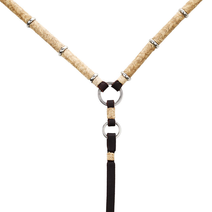 Tomahawk Leather Breastcollar with Rawhide Braided and Silver Accents