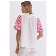 Entro Women's White Contrasting Sleeve Top