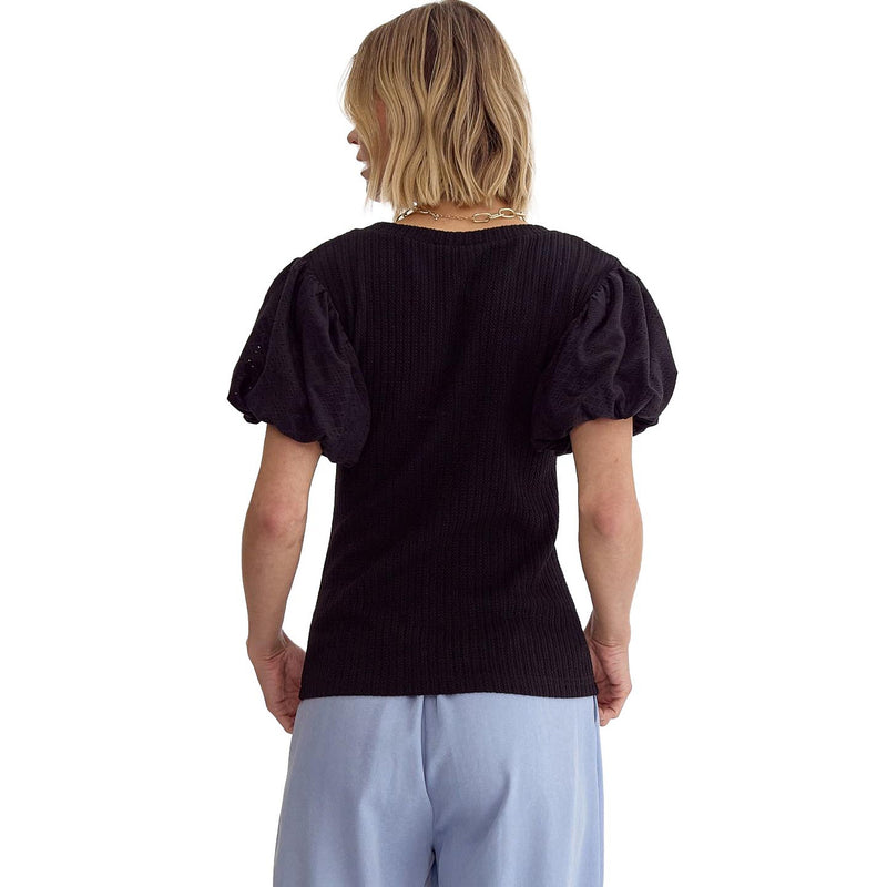 Entro Women's Black Cable Knit Top