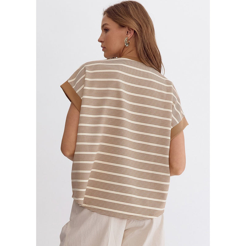 Entro Women's Taupe Stripe Top