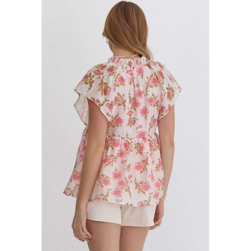 Entro Women's Pink Floral Print Top