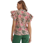 Entro Women's Peach Floral Sleeveless Top