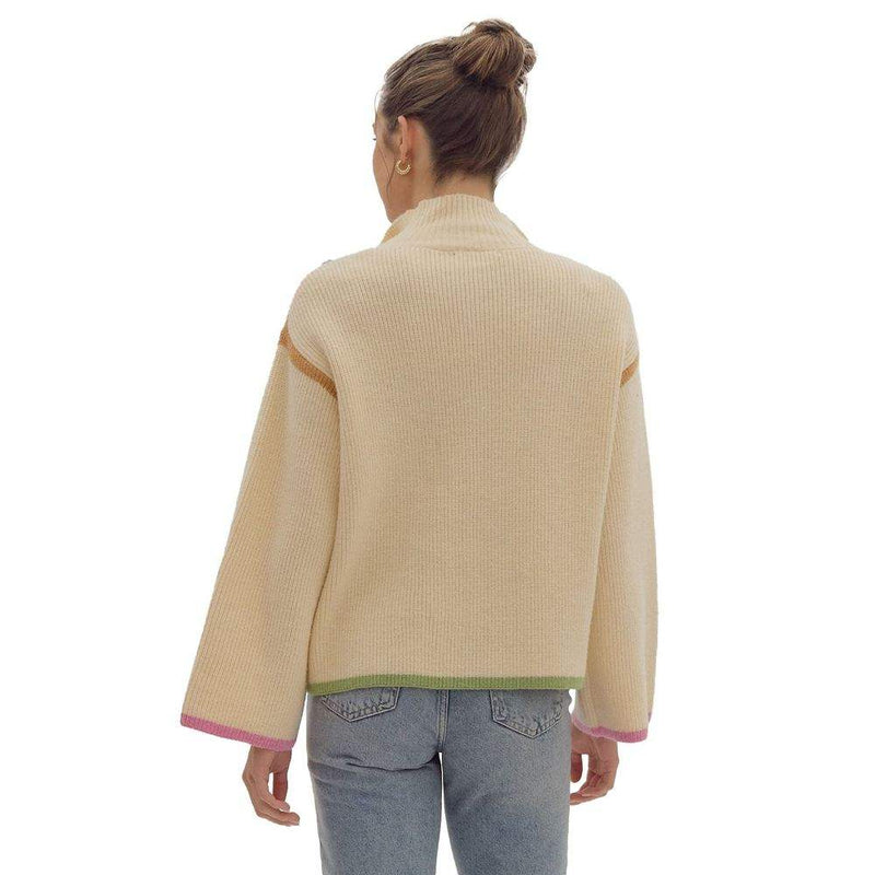 Entro Women's Ecru 1/4 Zip Sweater