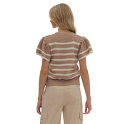 Entro Women's Mocha Crochet Detail Sweater
