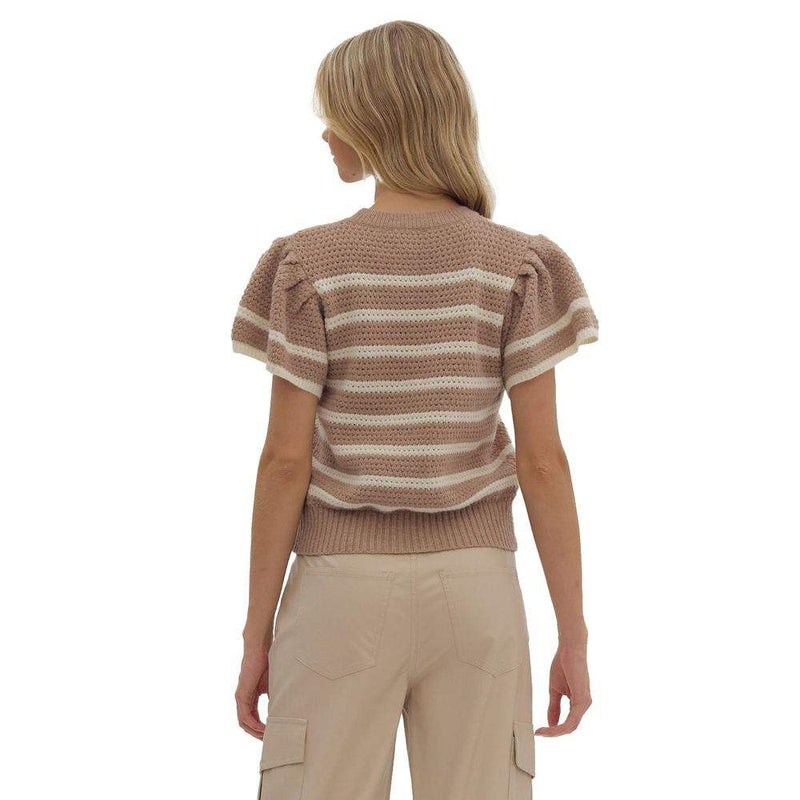 Entro Women's Mocha Crochet Detail Sweater