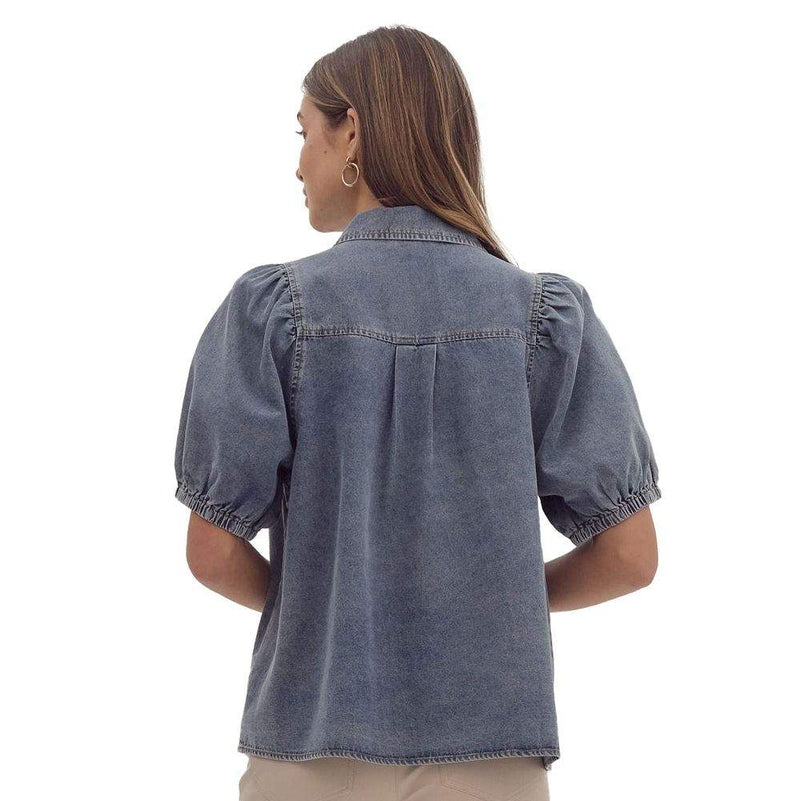 Entro Women's Denim Collared Top